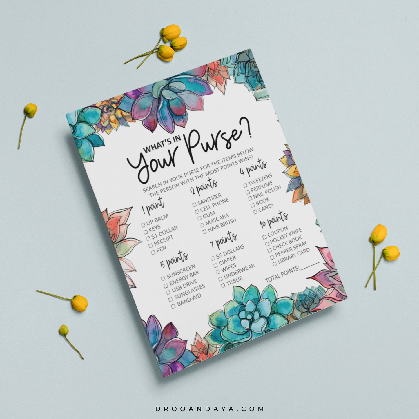 What's In Your Purse Baby Shower Game Printable