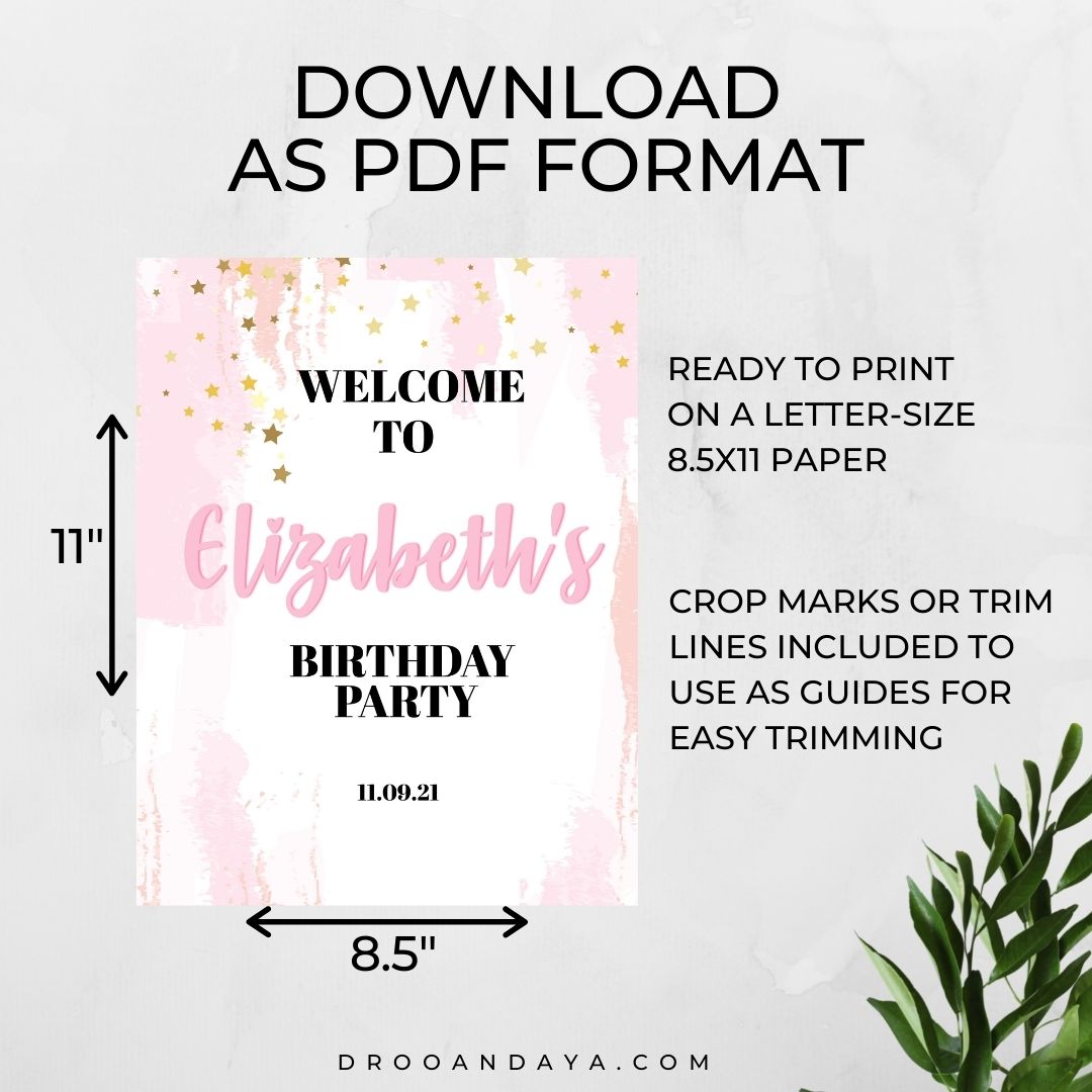 Printable Birthday Sign Editable 8x10 Template, - Droo & Aya