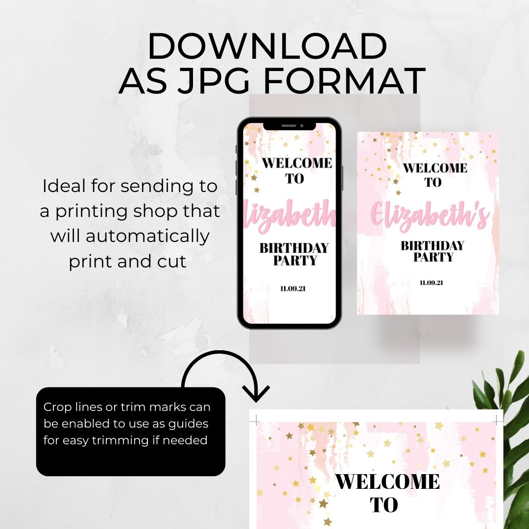 Printable Birthday Sign Editable 8x10 Template, - Droo & Aya