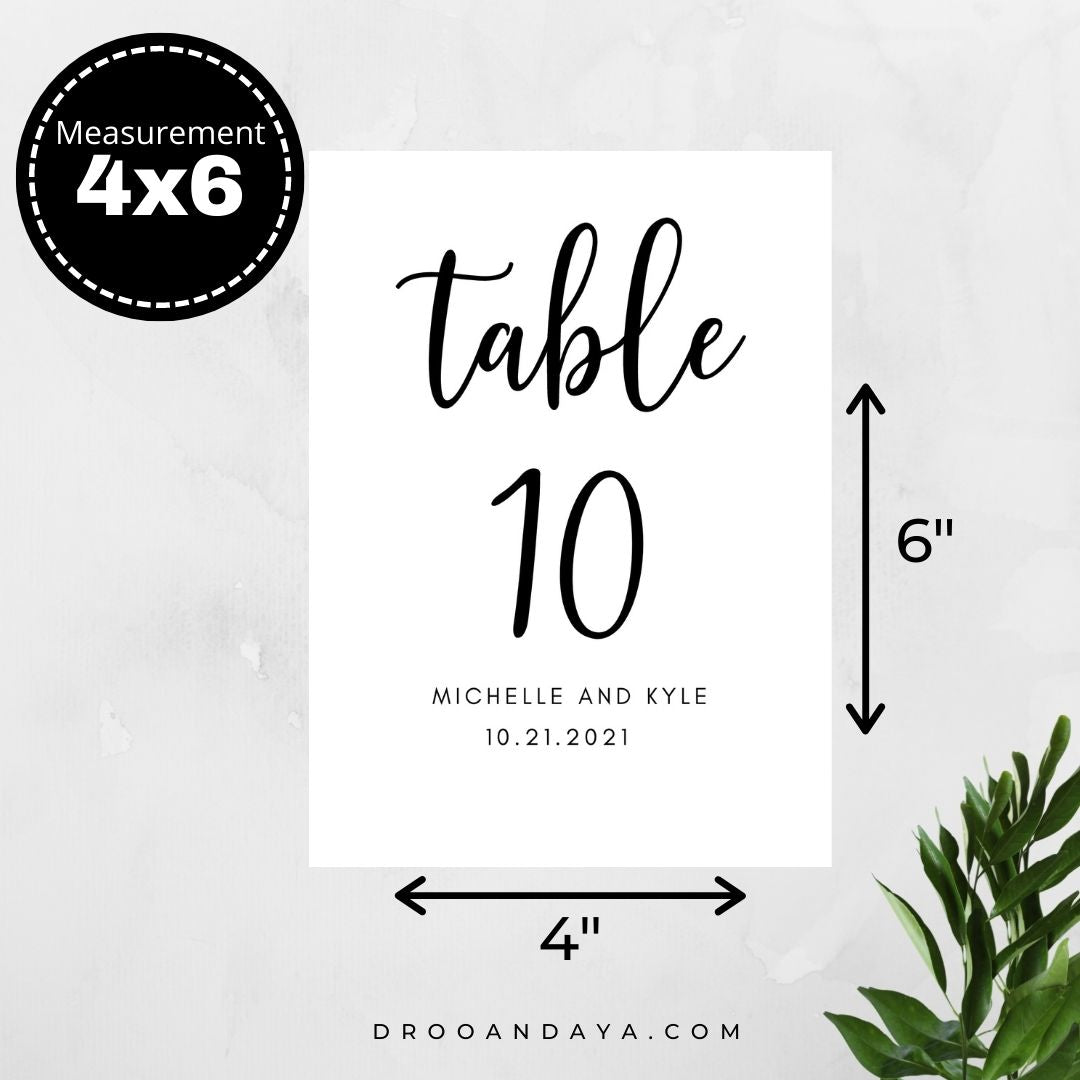 Printable Table Numbers Template