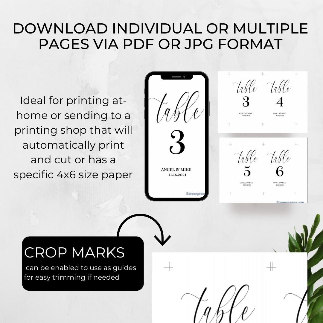 Template Table Numbers Printable - Minimalist - Droo & Aya