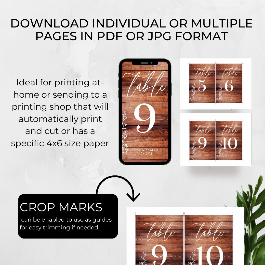 Rustic Table Numbers Printable Template - Droo & Aya