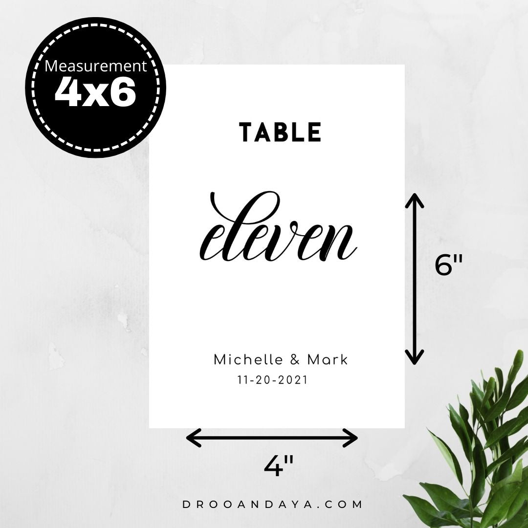 Template Table Numbers Printable - Minimalist - Droo & Aya