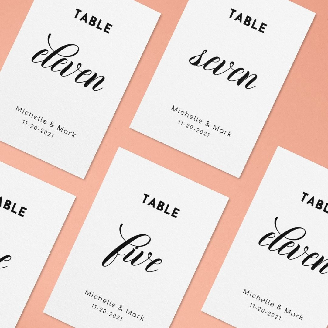 Template Table Numbers Printable - Minimalist - Droo & Aya