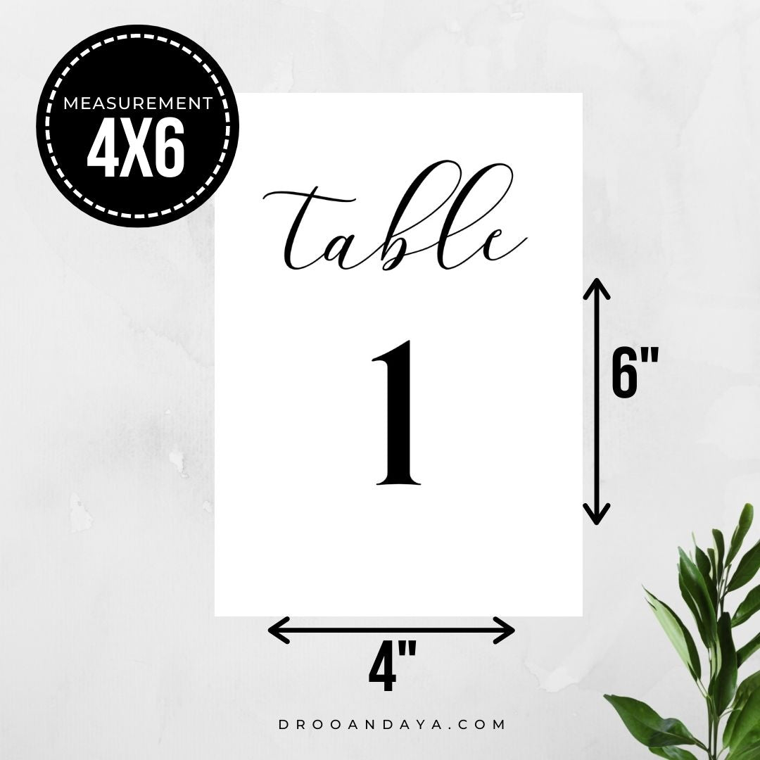 Wedding Table Numbers Printable - Droo & Aya