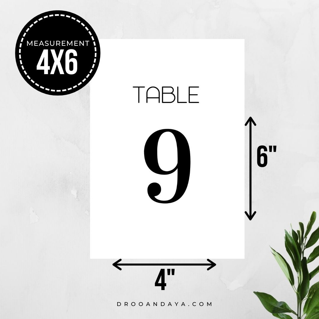 Wedding Table Numbers Printable - Droo & Aya