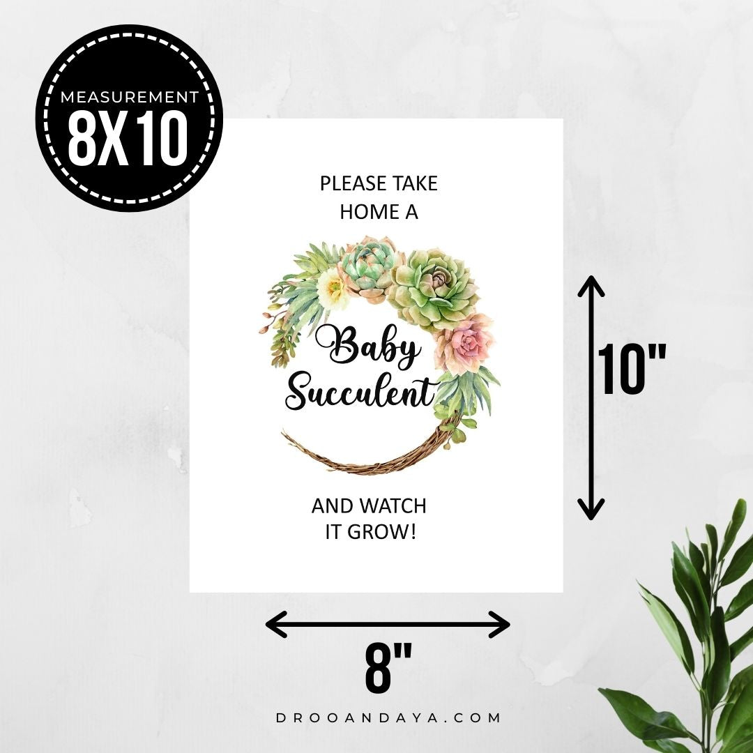 Succulent  Baby Shower Sign Printable