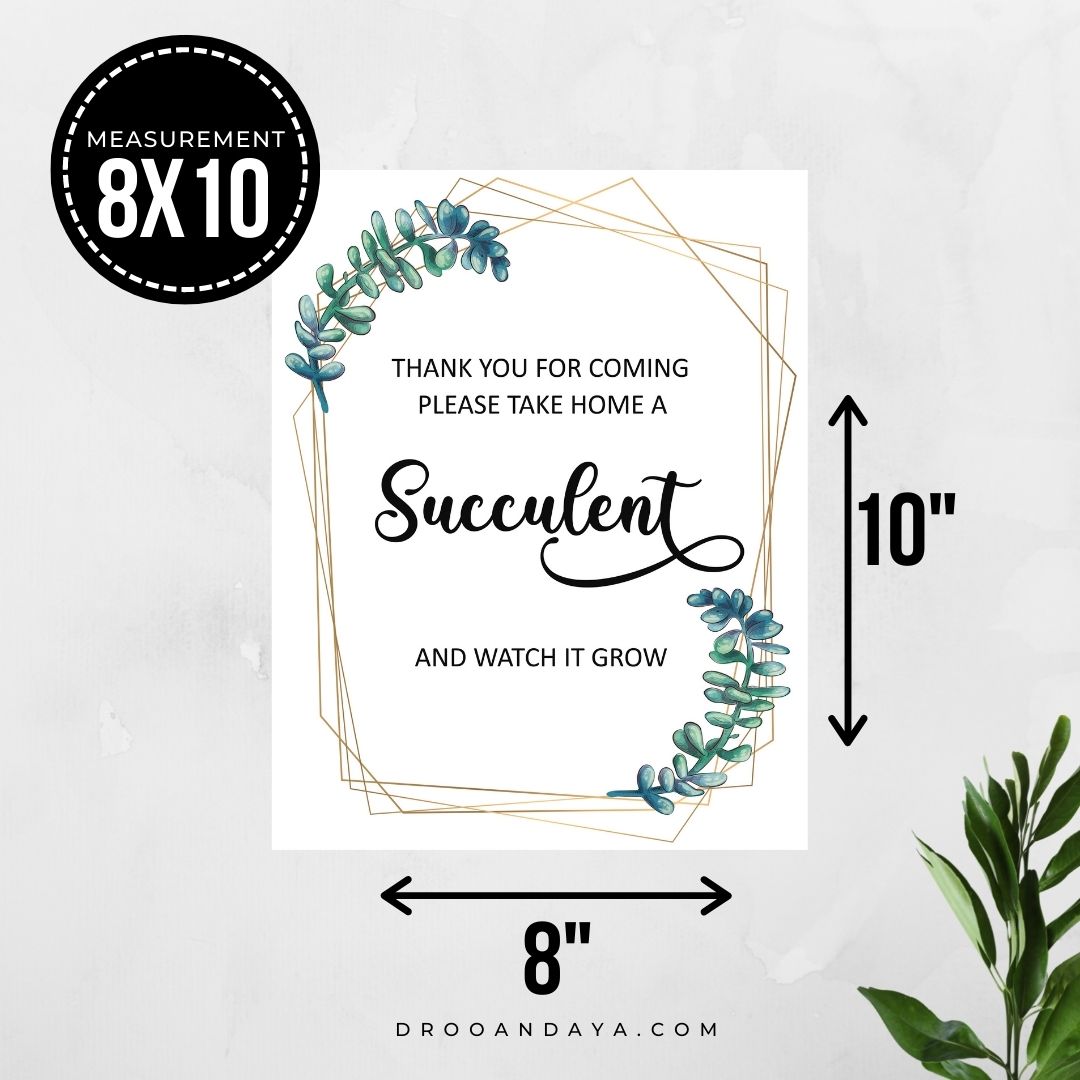 Greenery Baby Shower Succulent Printable 8x10 Sign