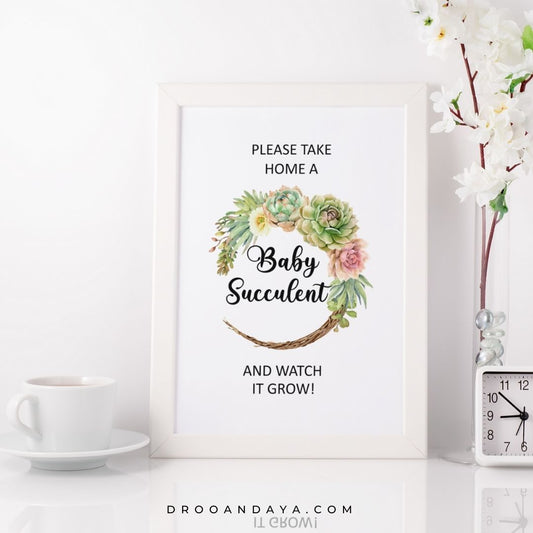 Succulent  Baby Shower Sign Printable