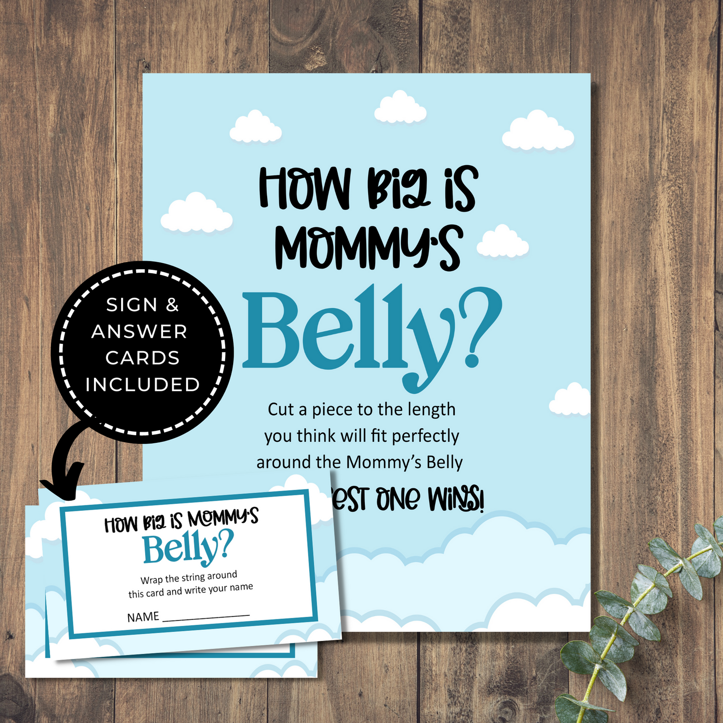 Printable How Big is Mommy's Belly Baby Shower Game Sign