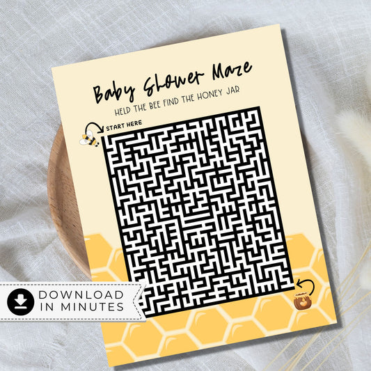 Bee Theme Baby Shower Maze Puzzle