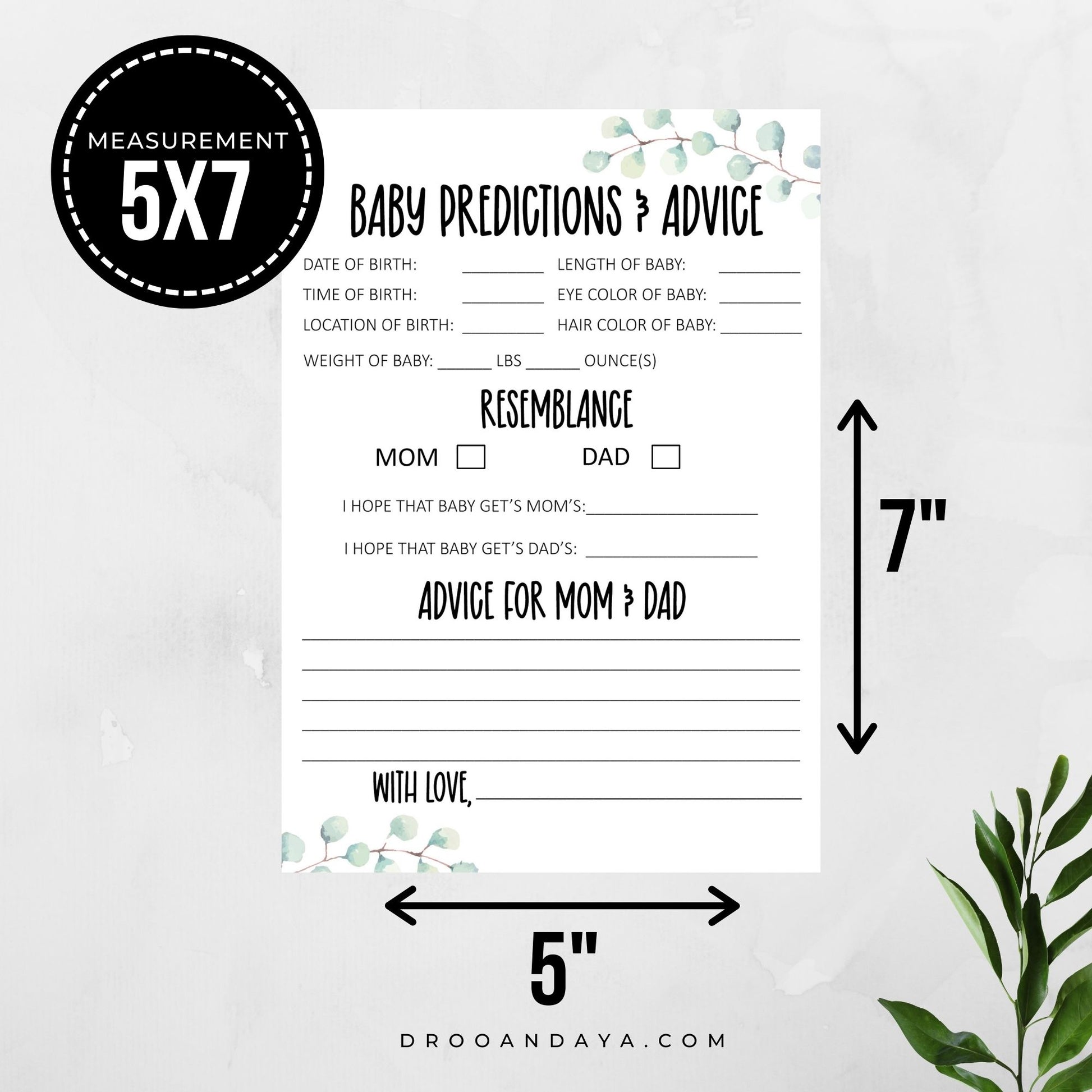 Baby Predictions and Advice Baby Shower Printable Game – Droo & Aya baby-predictions-and-advice-baby-shower-printable-game-droo-aya