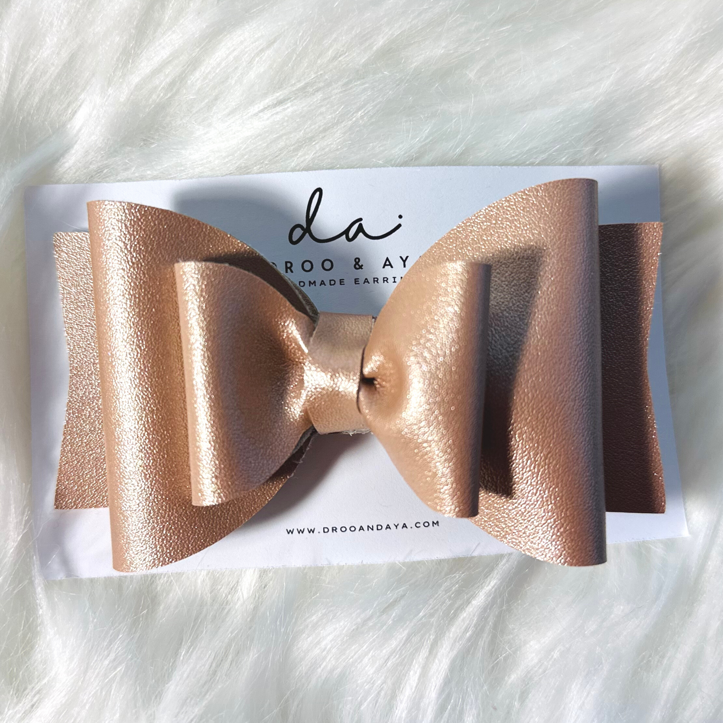 Rose Gold Handmade Faux Leather Hairbow
