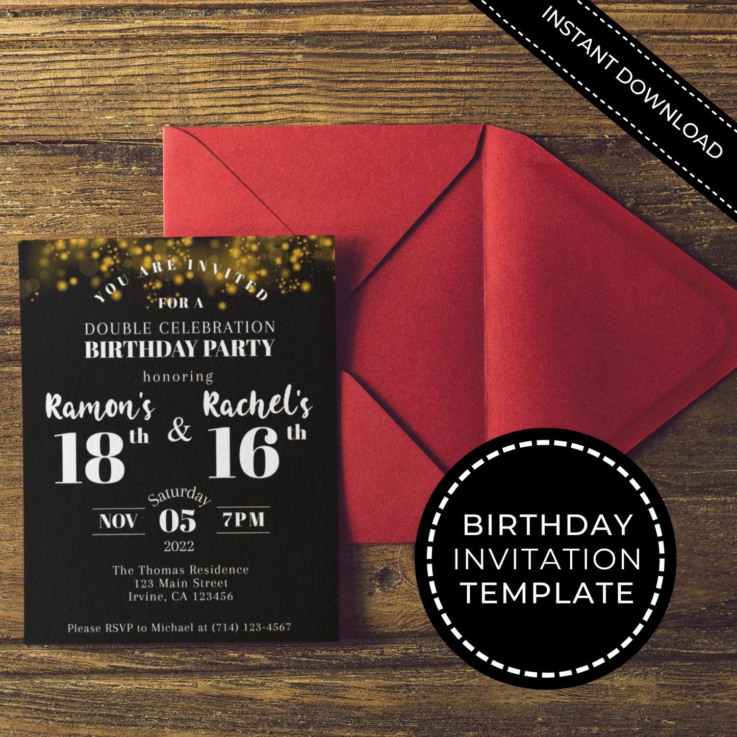 Birthday Invitation Template - Joint Birthday Double Celebration