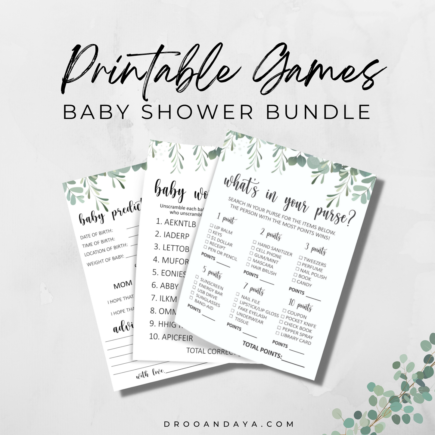 Printable Baby Shower Games Package