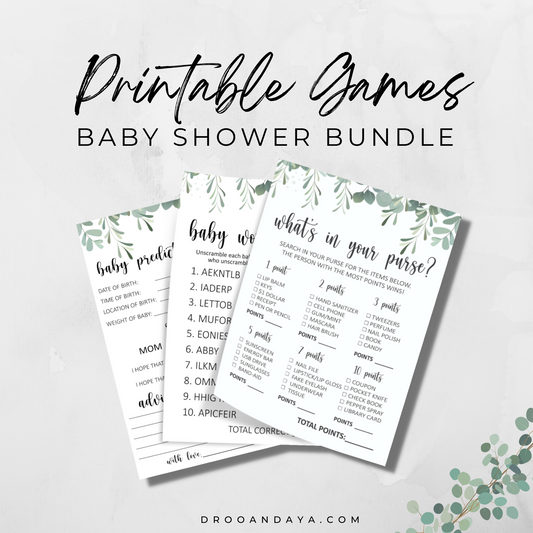 Printable Baby Shower Games Package