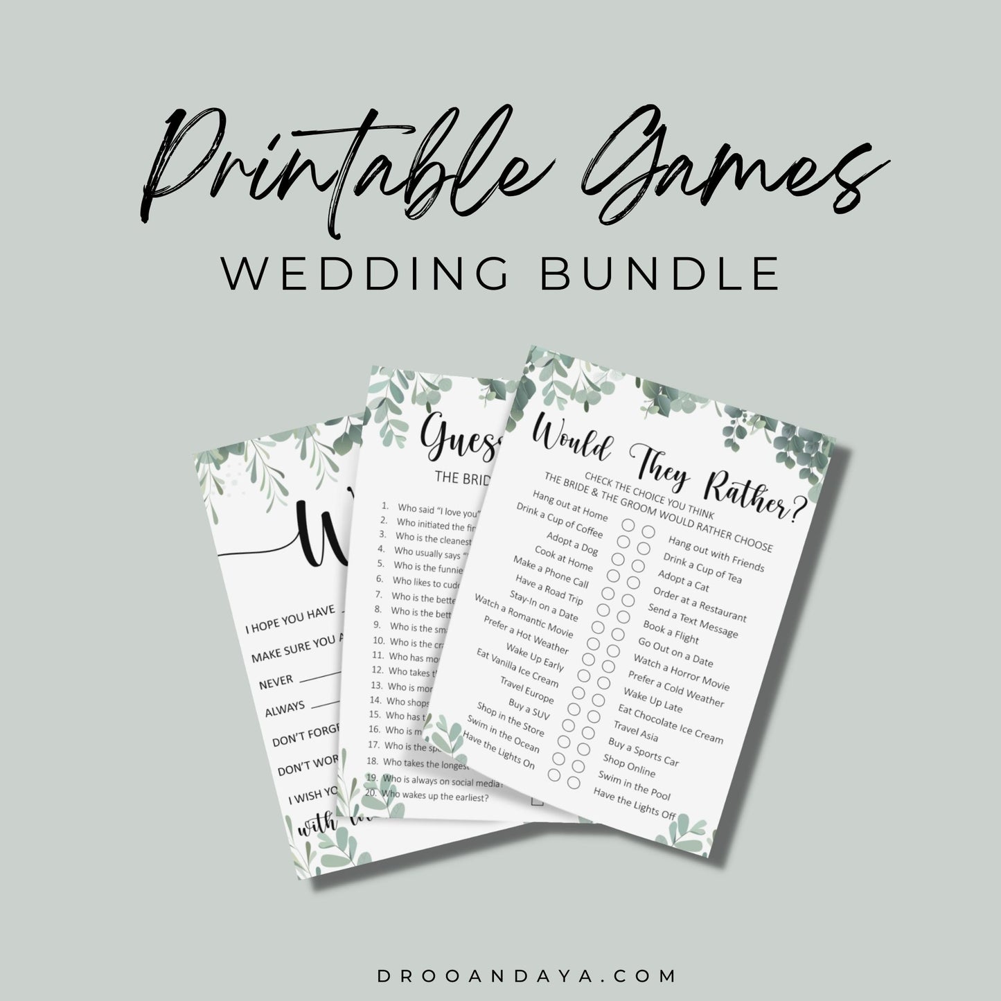 Wedding Game Bundle Printable