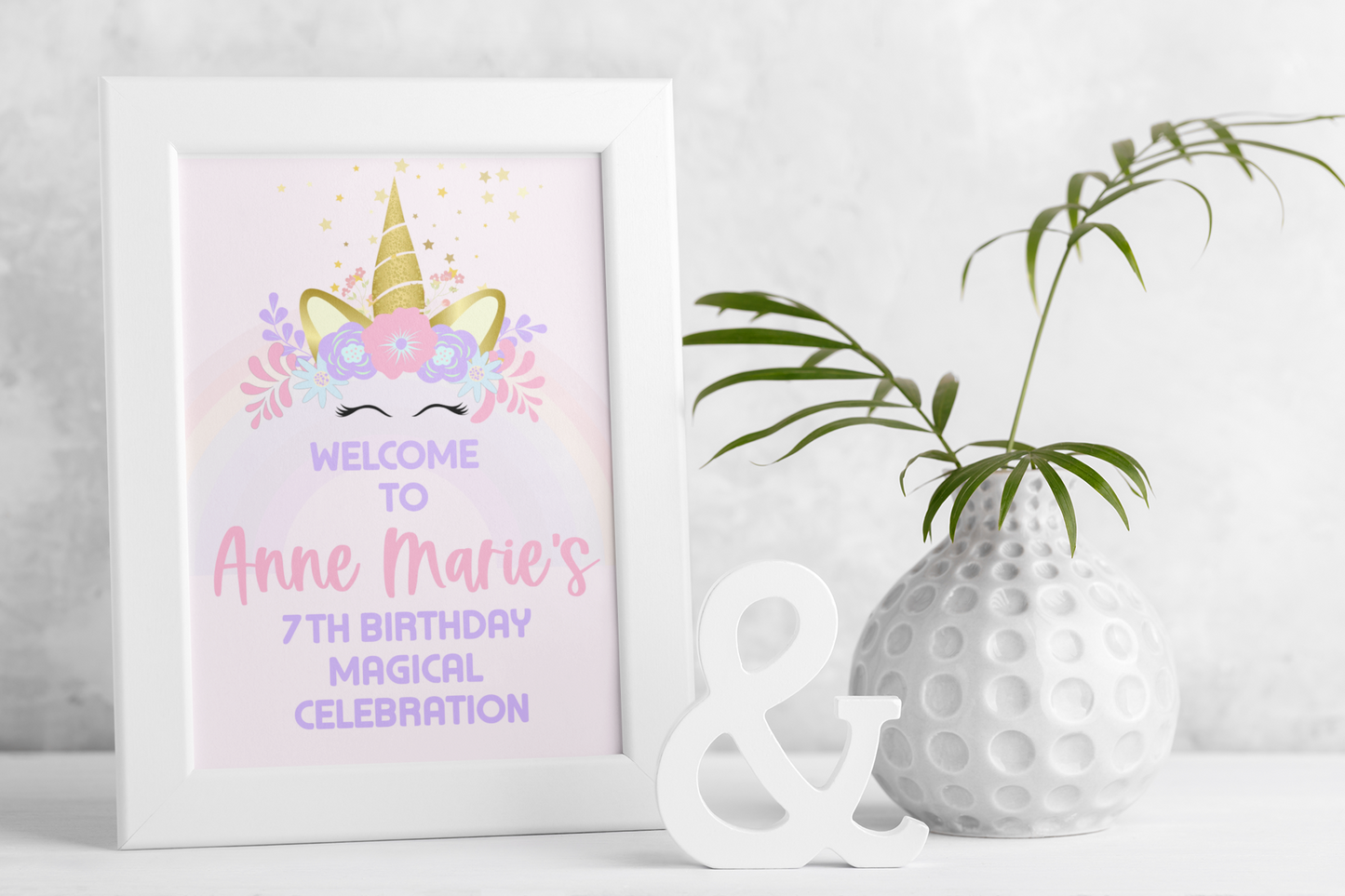 Unicorn Happy Birthday Sign Template 