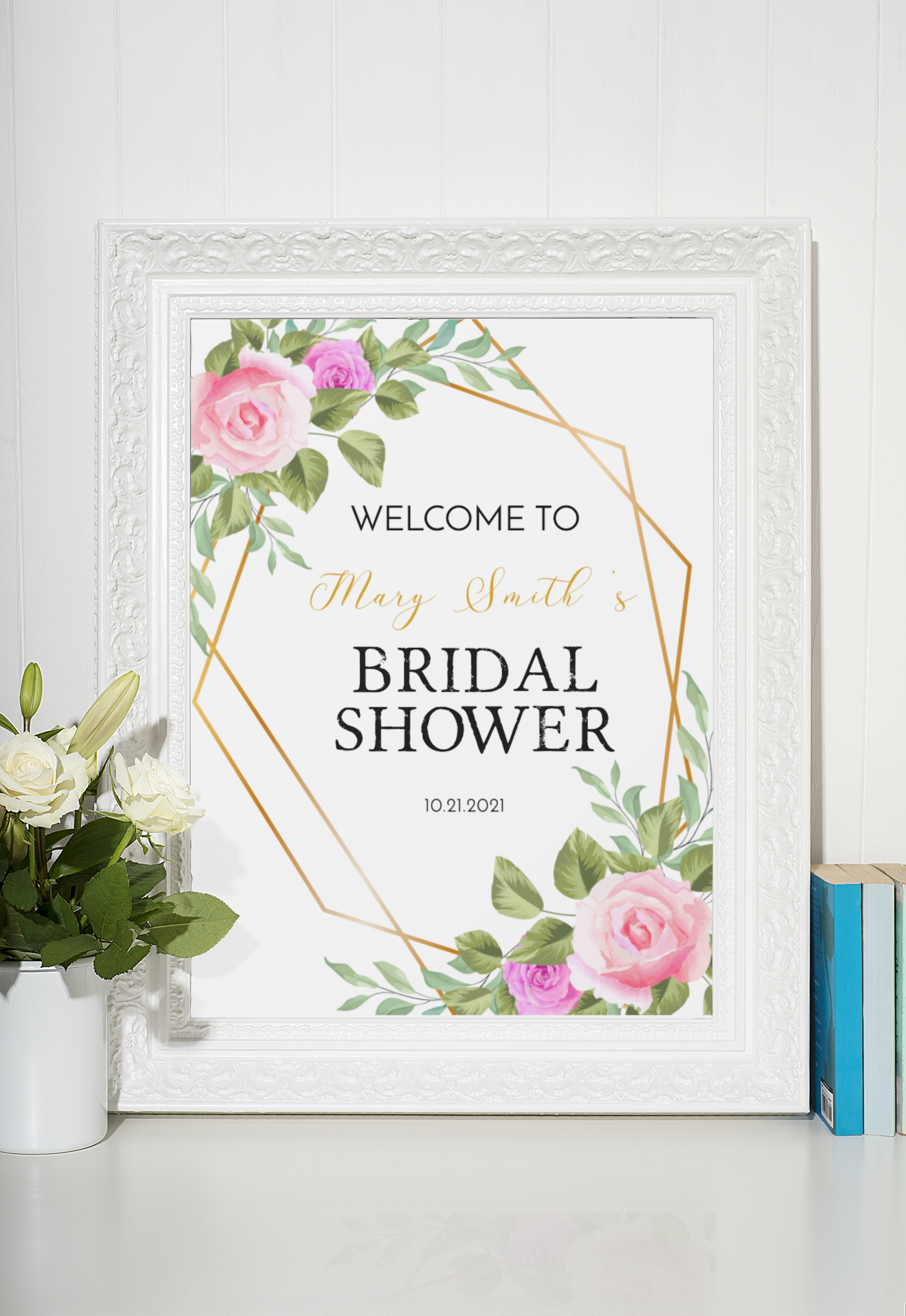 Bridal Shower Welcome Sign Template - Floral - Droo & Aya
