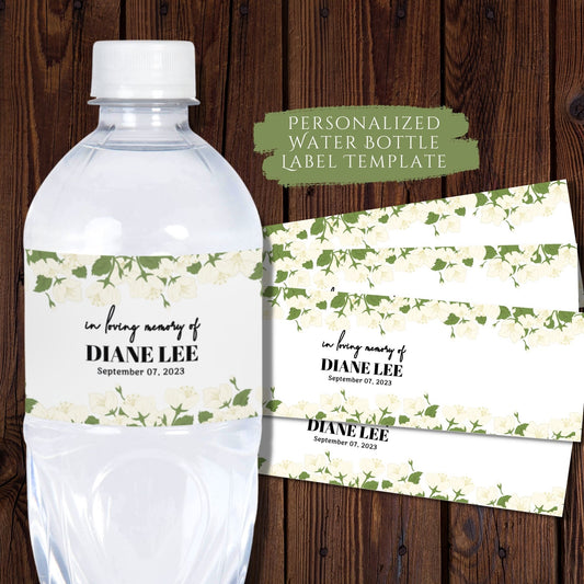Funeral Water Bottle Label Template - Floral
