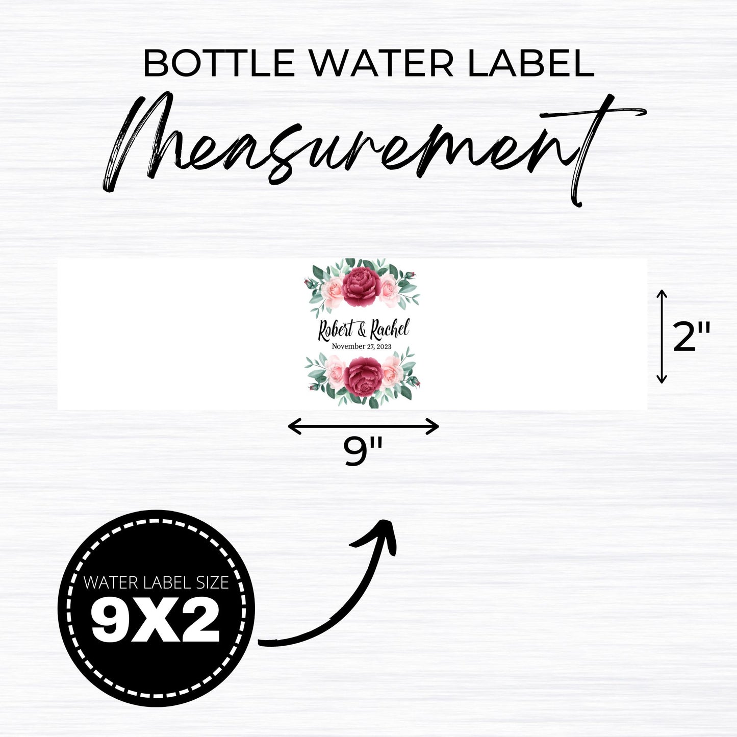 Floral Personalized Water Bottle Template for a Wedding